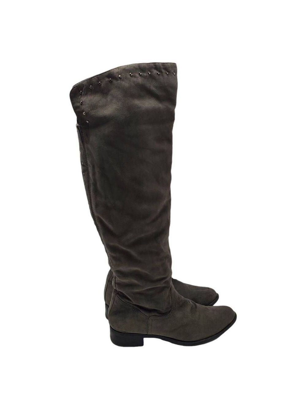 Lime Light Joaquin Faux Suede Studded Knee High Tall Gray Riding Boots Size 9
